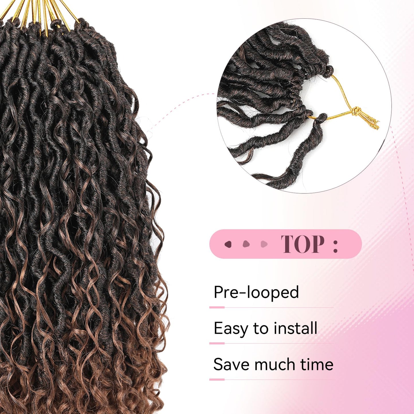 Aipin Long New Goddess Locs Crochet Hair 22 Inch Boho River Locs Hippie Locs Wavy Crochet With Curly Hair In Middle And Ends Braids Hair Extensions (8Packs,22 inch, T30)