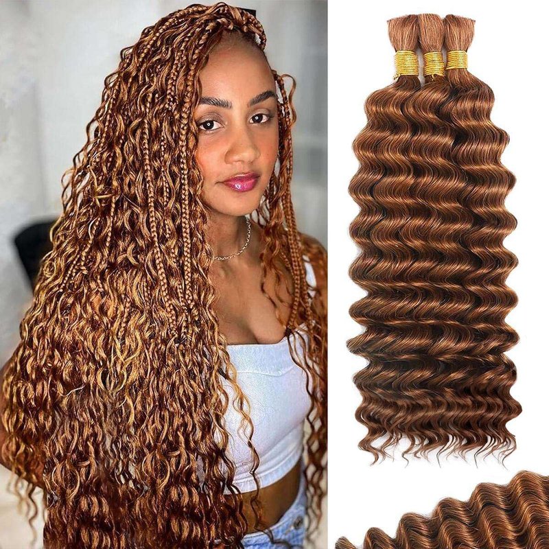 CIFENDIN Human Braiding Hair for Boho Braids 110g 16 Inch Burgundy Curly Boho Hair for Braiding Knotless 12A Deep Wave Wet and Wavy Bulk Bohemian 3 Bundles/Pack Color 99J