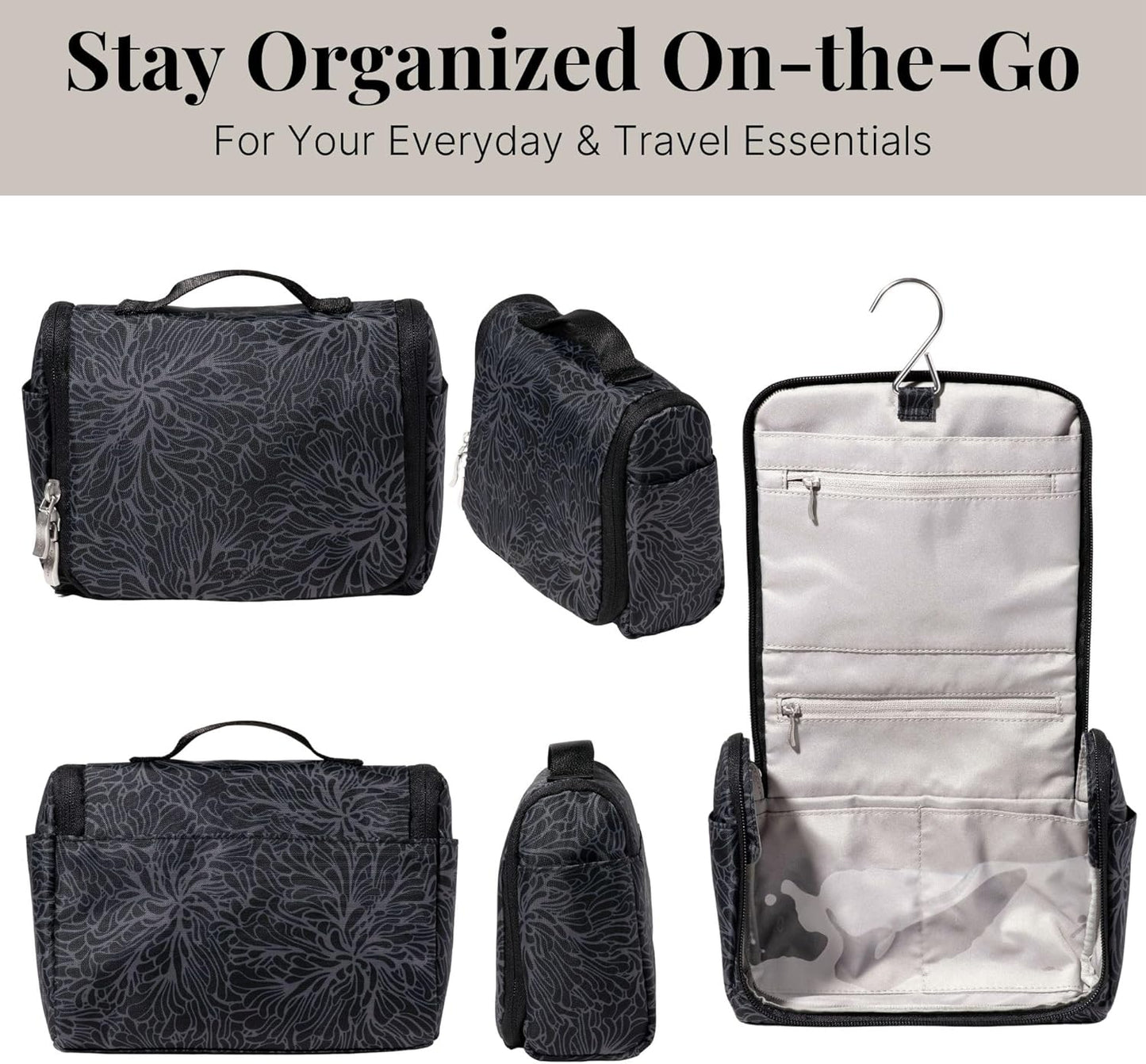 Baggallini Small Toiletry Kit - Lightweight 5x8 Inch Travel Makeup Bag | Water-Resistant Design