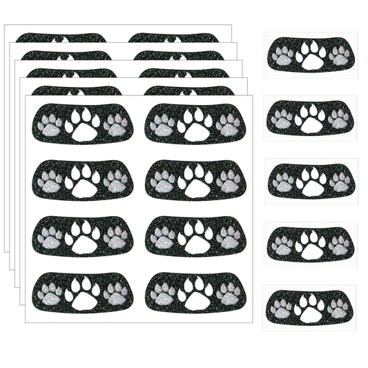 Blulu 24 Pairs Glitter Paw Eye Black Temporary Tattoos Paw Face Tattoo Sticker Claws Sports Eyeblack Cheek Cheers for Football Baseball Softball Birthday Party Sports Fan Cheerleader Supplies(Black)