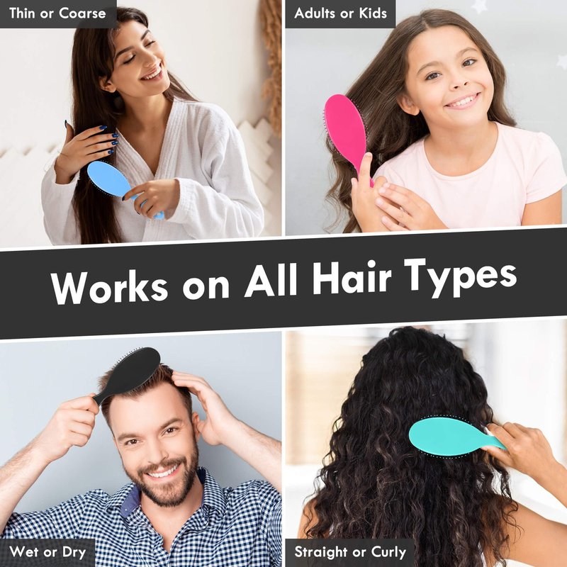 Aussumy 4 Pack Detangling Hair Brush - Air Cushion Detangler Hairbrush with Ultra Soft Bristles for Effortless Tangle Removal For Wet Dry Damaged Curly Fragile Hair for Women Men Boys Girls Adult Kids