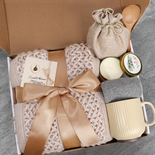 Mothers Day Gifts for Mom, Get Well Soon Gift Basket for Women, Self Care Thinking of You Care Package, Feel Better Relaxing Encouraging Gift for Her Sister Wife Friend Grandma Coworker (Ivory)