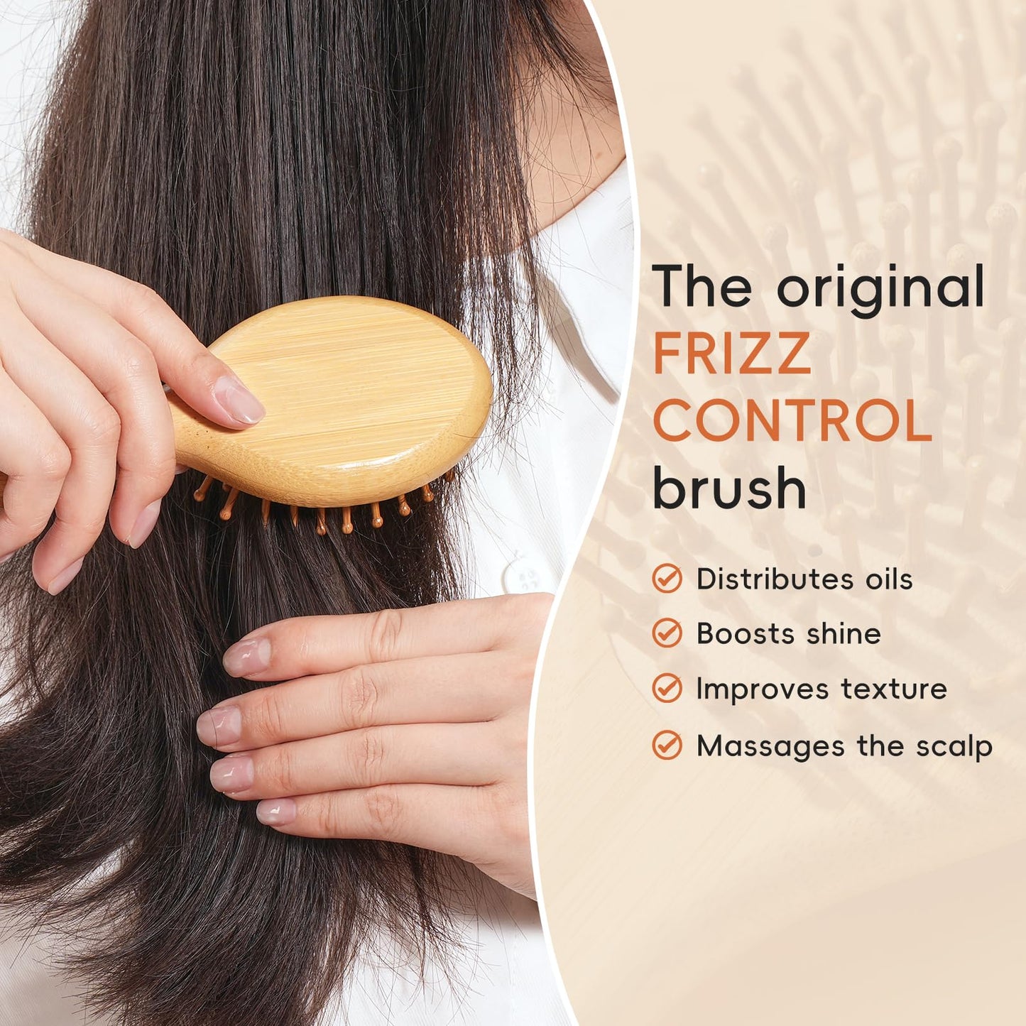 MRD 12 Pcs Mini Bamboo Hair Brush Set, Bulk Natural Paddle Brushes with Ball-Tipped Bristles Detangling Hairbrush, Massage Scalp Thick/Thin/Curly/Dry Hair For Women & Men DIY at Home Round