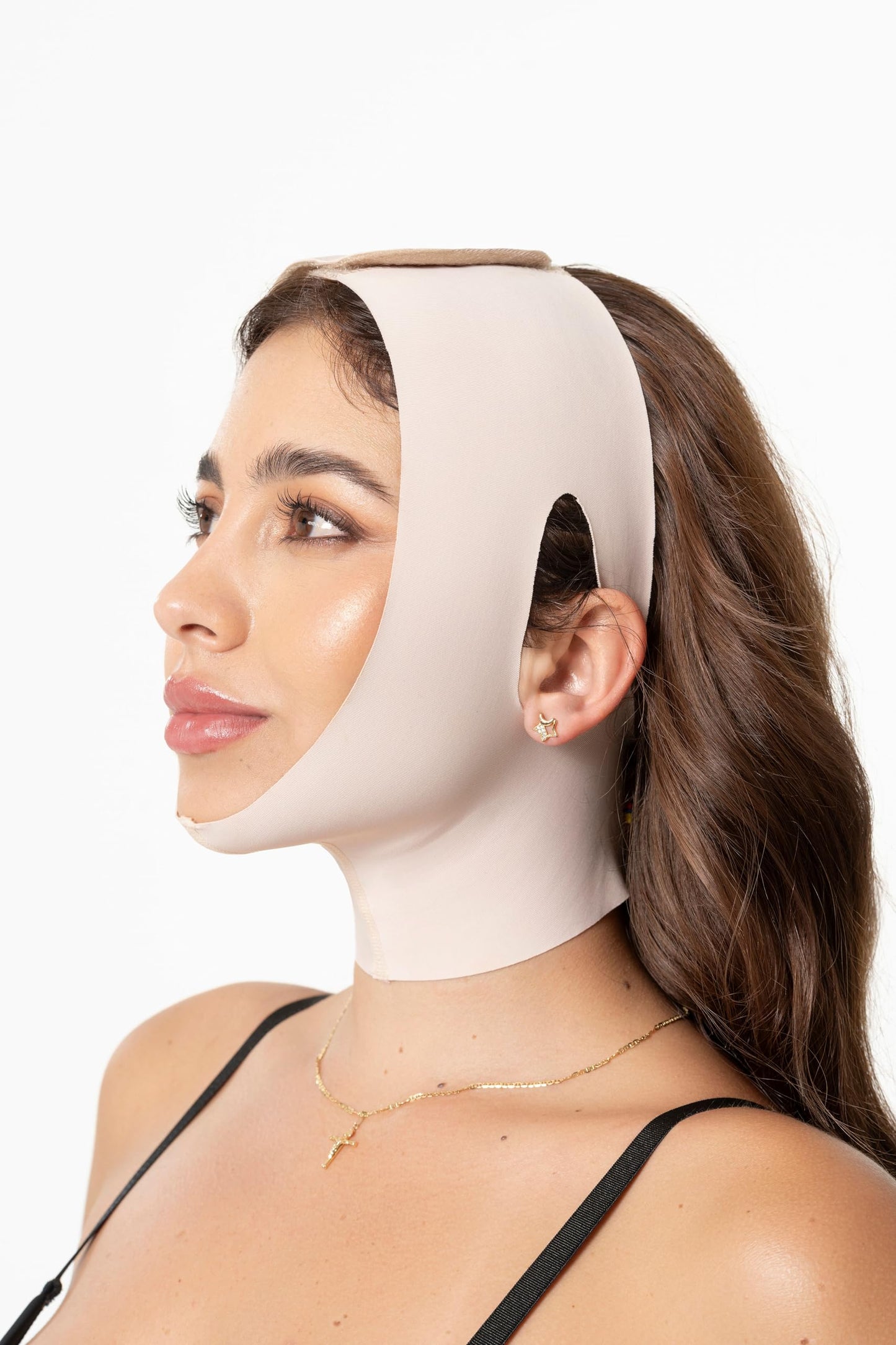 Sonryse MAC32VE Post Surgery Chin Lift After Lipo Compression Chin Support Garment Post Surgical Facial Beige M