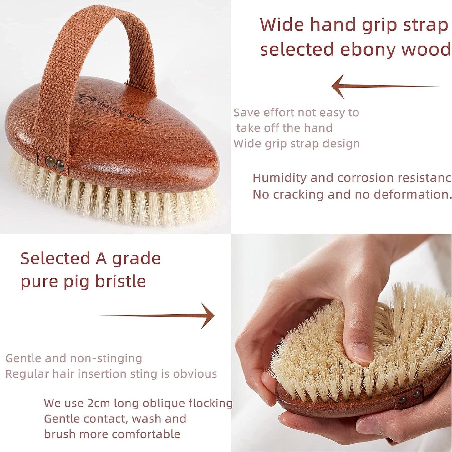 Premium Dry Brushing Body Brush - Exfoliating Shower Brush for Glowing Skin | Portable Dry/Wet Exfoliator for Silky Smooth Results