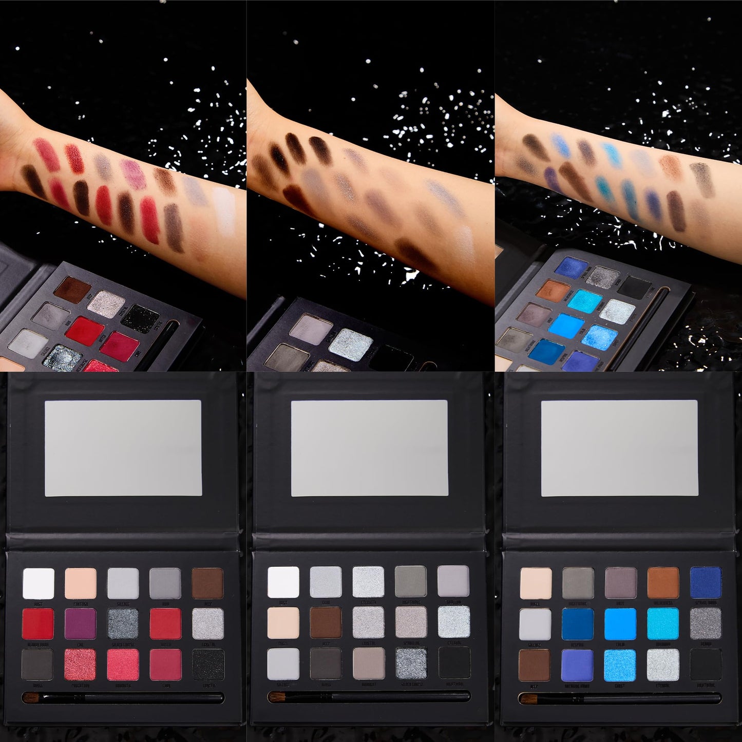 VANERIA Black Smokey Eye shadow Palette,15 Colors Matte Glitter Metalli Eyeshadow Palette,Long Lasting Waterproof Pallete