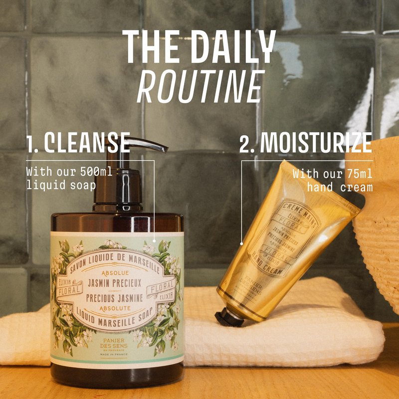 Panier des Sens Jasmine Hand Soap - Premium Liquid Soap for Kitchen and Bathroom – French Savon de Marseille, Natural Hand Wash (97% Ingredients), Gentle & Moisturizing, 16.9 fl oz