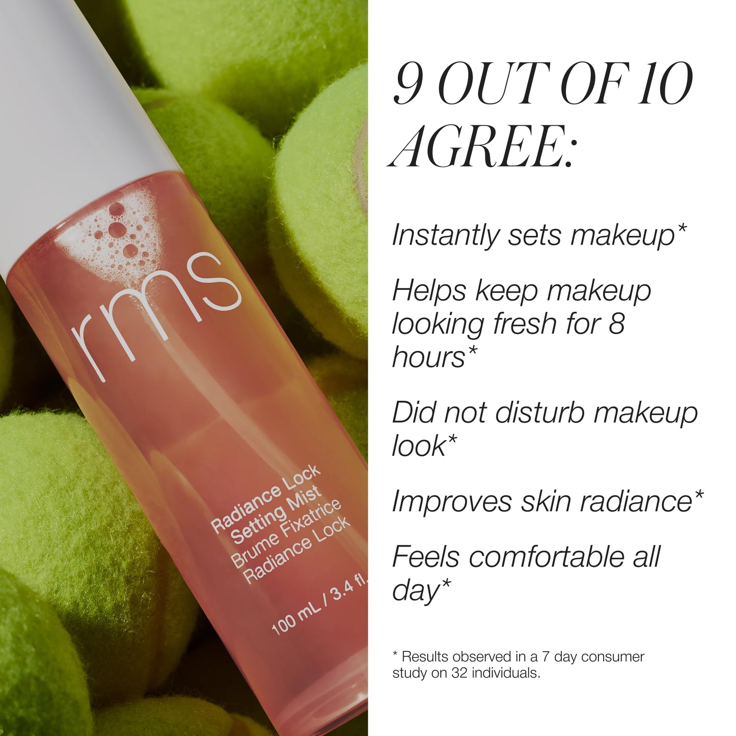 RMS Beauty Radiance Lock Setting Mist - Hydrating Alcohol-Free Makeup Spray - Dewy Glow Finish with Niacinamide & Hyaluronic Acid - 2.0 fl oz