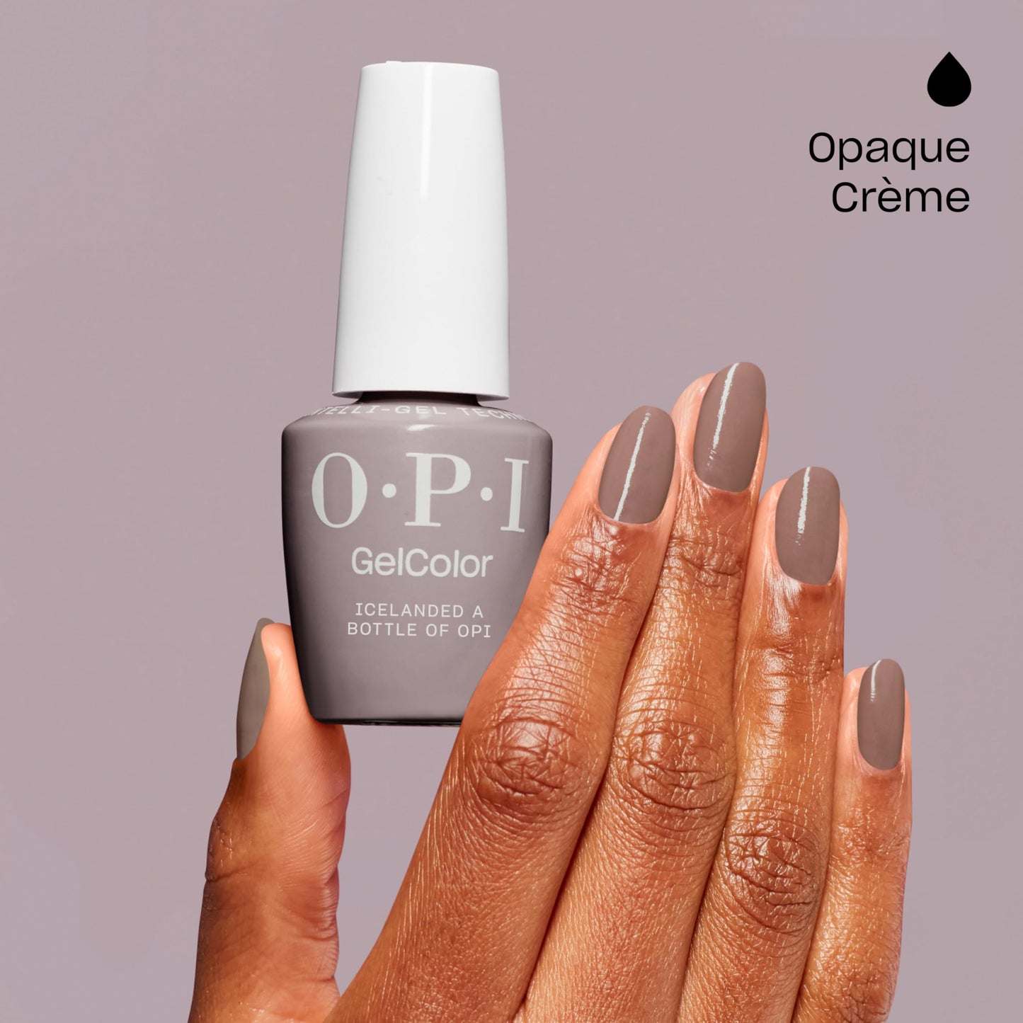 OPI GelColor Icelanded a Bottle of OPI | Opaque Dark Taupe Beige Crème LED Cure Gel Nail Polish | Salon-Quality Shine, Long-Lasting Wear | Vegan & HEMA Free | 0.5 Fl Oz