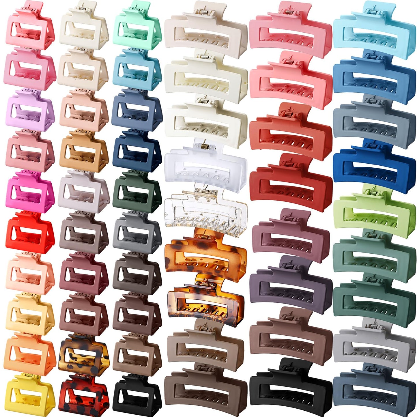 Yuxung 56 Pcs Hair Claw Clips Hair Clips Bulk for Women Girls 2 Inch & 3.35 Inch Rectangle Nonslip Accessories for Thick & Thin Gift Multicolor
