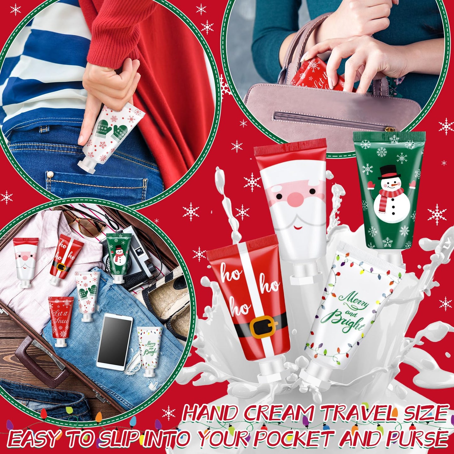 48 Pieces Secret Santa Gift Set: Mini Christmas Hand Cream Travel Size Lotion Bulk Holiday Stocking Stuffers Appreciation Gifts for Women Employee Coworker Staff 30ml 6 Natural Plant Fragrance