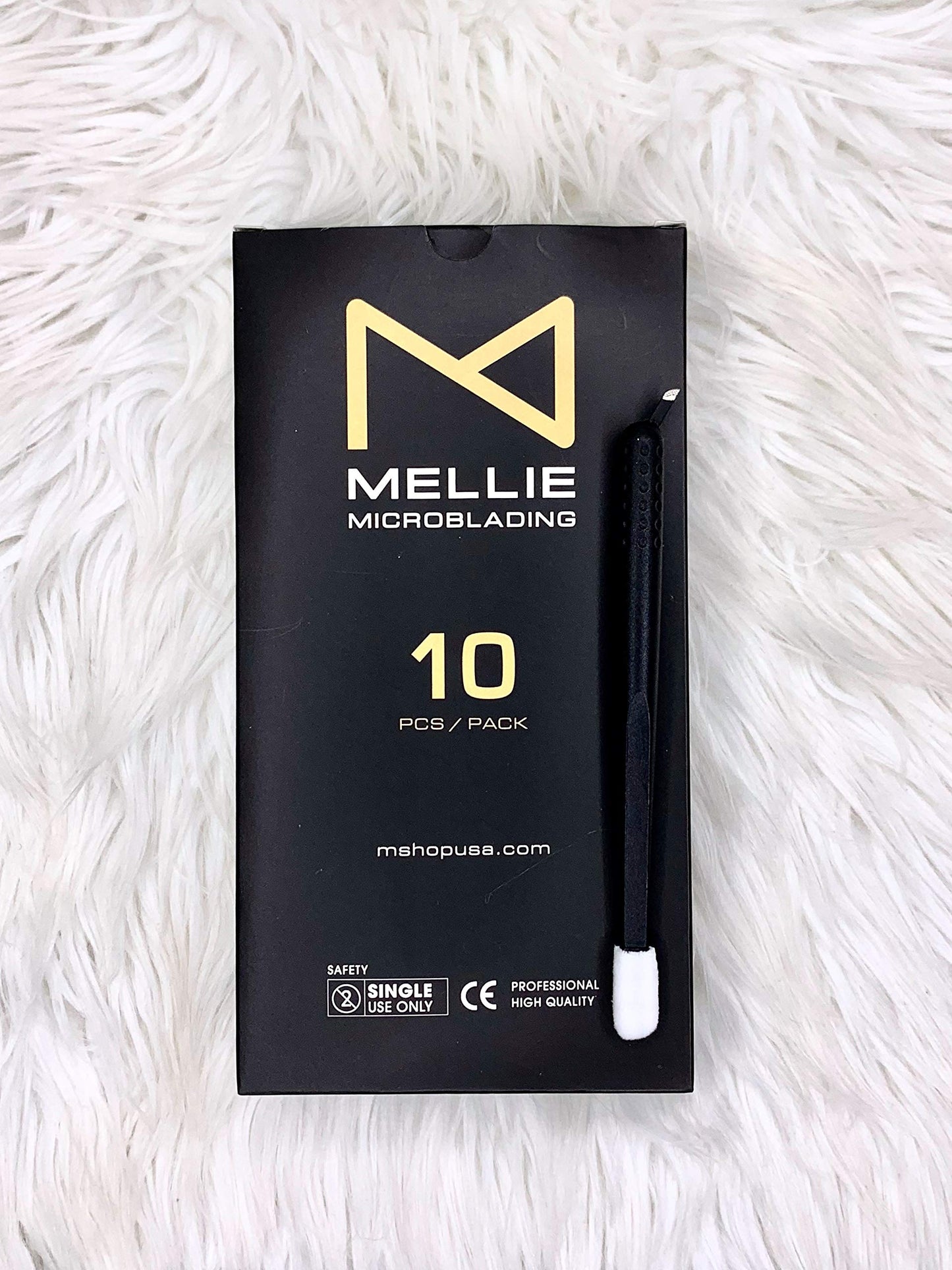 PACK OF 10 - Mellie Microblading Disposable Microblading Pen with Pigment Sponge Disposable Tool For Creating Eyebrows Microblading Supplies (Black, C14 .15mm Nano)