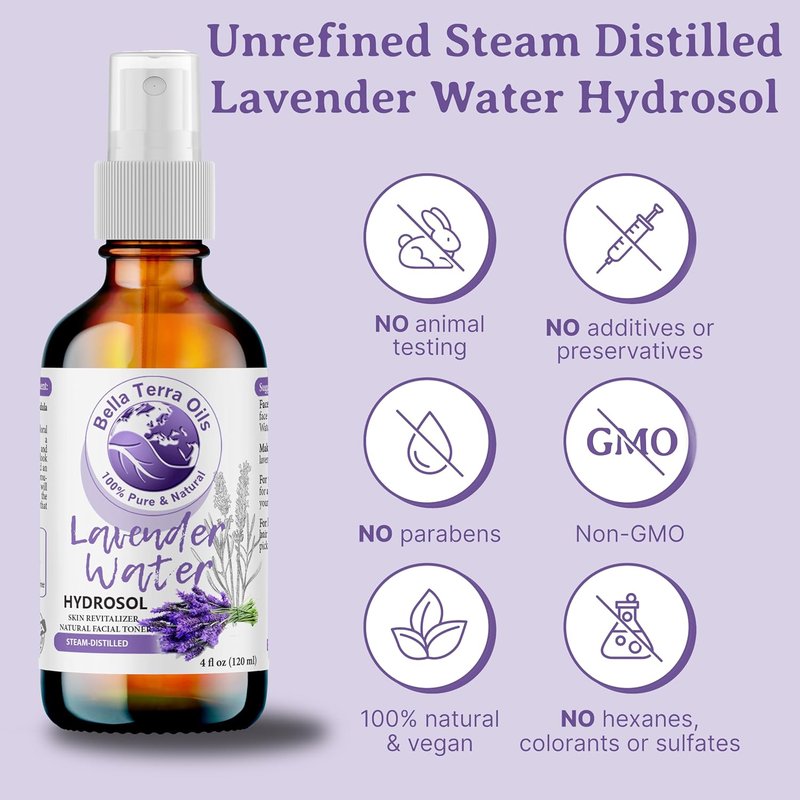 Hydrosol Water - Luxurious Lavender Rose Water Blend | 16oz, Essential Minerals & Amino Acids for Ultimate Skin Hydration