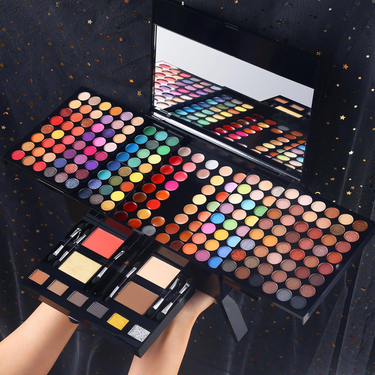 Professional Makeup Kit for Women with Mirror All In One Makeup Gift Set for Teens 180 Color Eyeshadow Palette 2 Blush 2 Powder 1 Eyeliner 4 Eyebrow Make Up Sets Matte Shimmer Mixing Pallet Eye Shadow