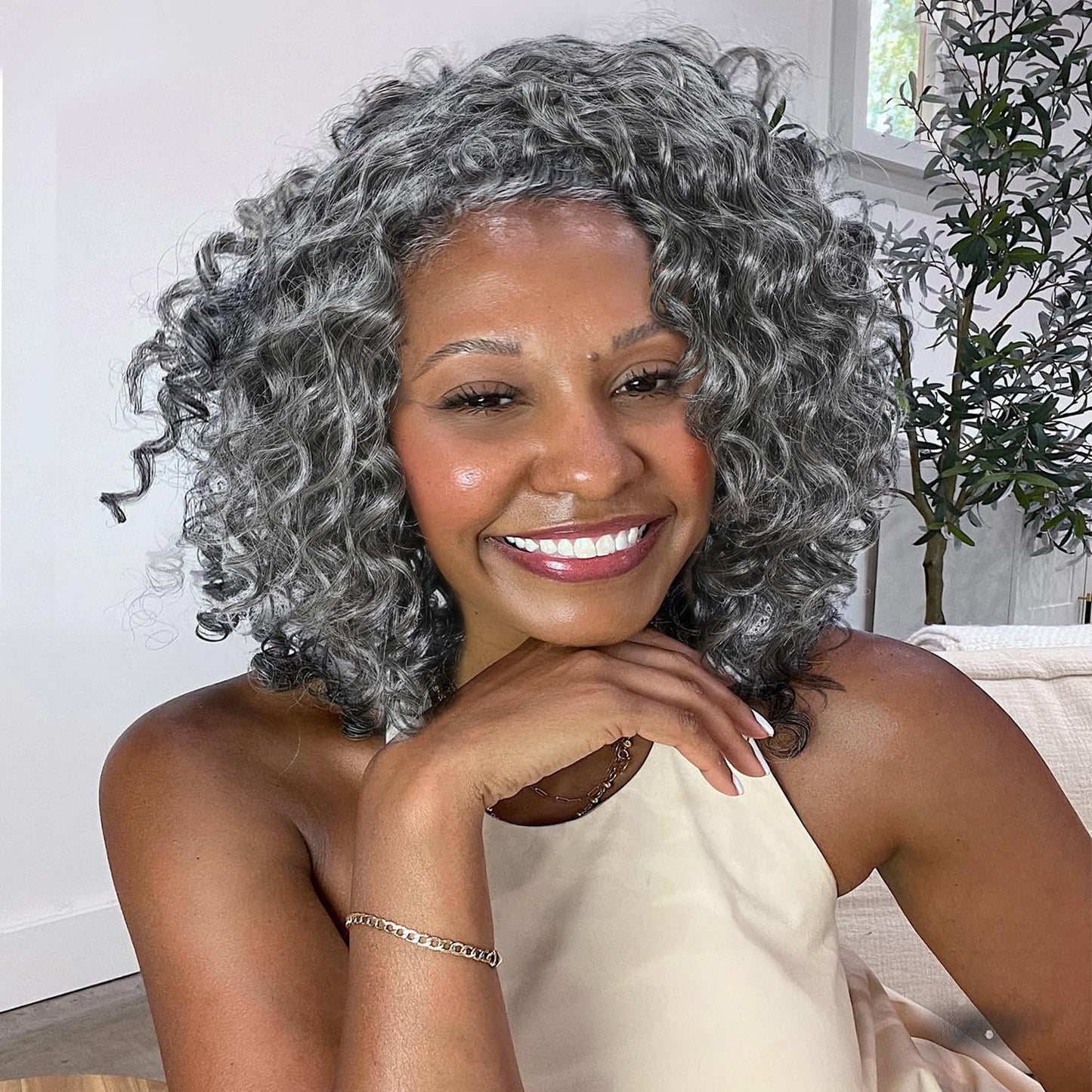 Grey Human Hair Wig for Black Women - 10 Inch Deep Wave Glueless Bob | Perfect for Daily Wear
