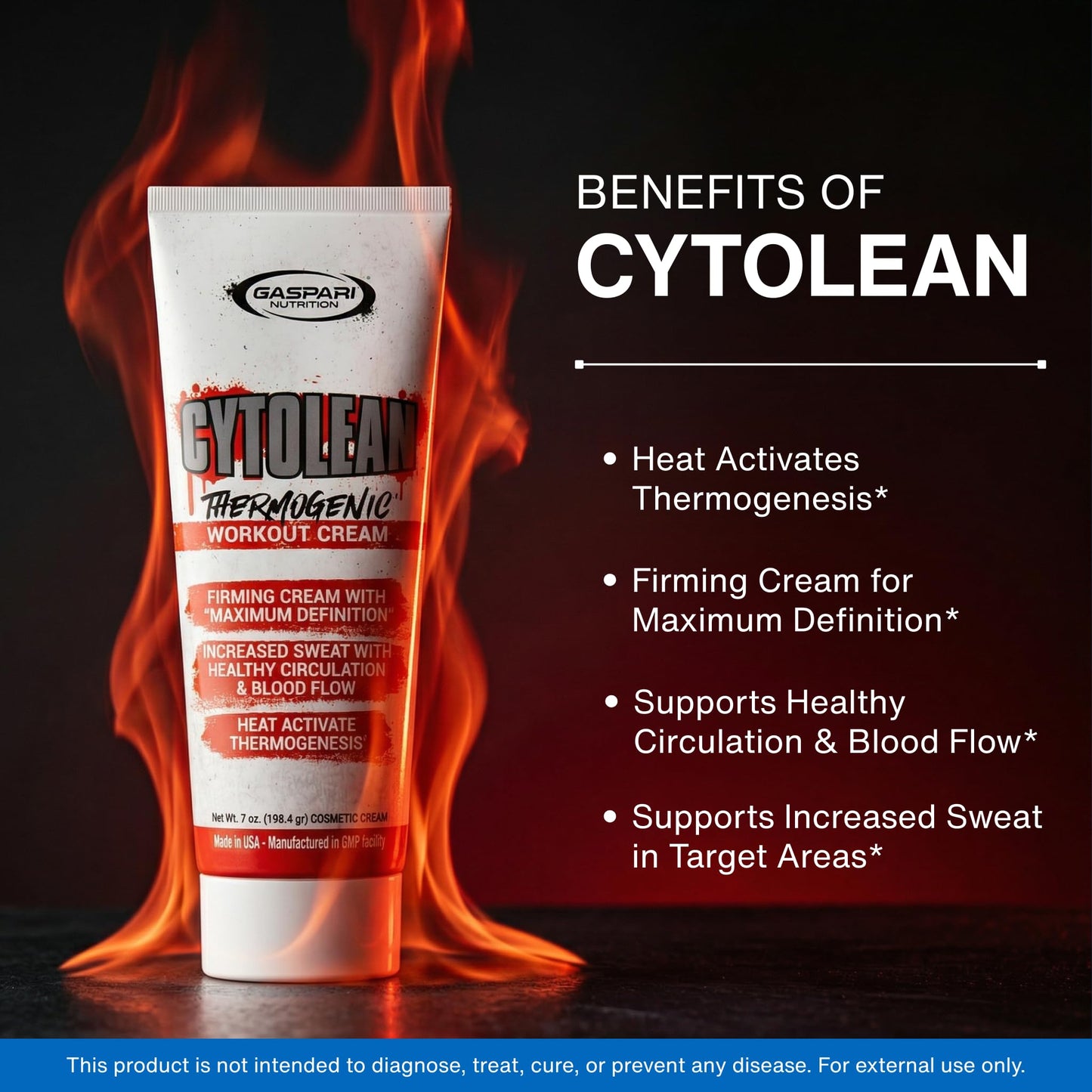 Gaspari Nutrition Cytolean Cream, Workout Cream, Firming Cream, Maximum Definition, Increased Circulation and Blood Flow, Heat Activated (7 Oz Cream)