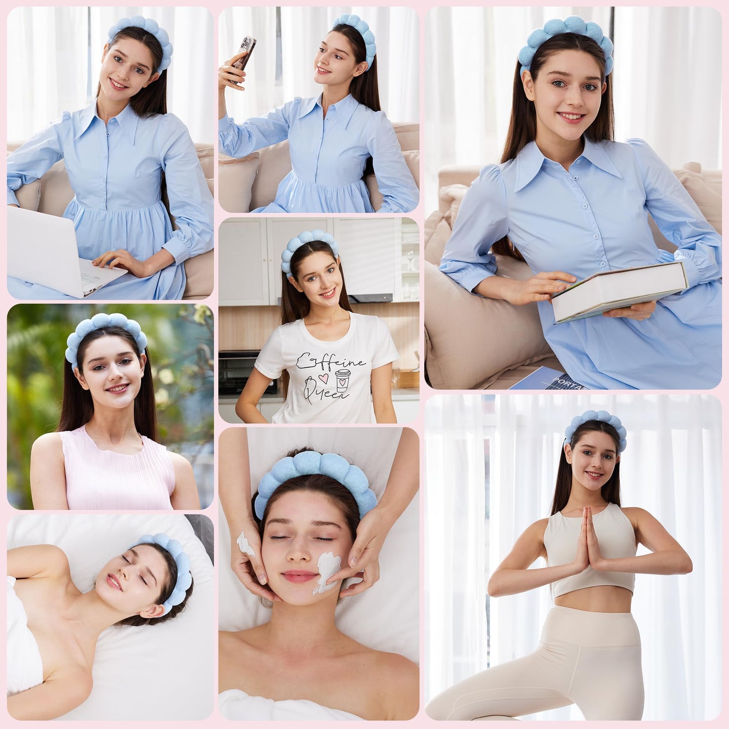 Ztomine Headbands for Women - Spa Headband and Wristband Set - Headband for Washing Face,Facial Mask,Makeup and Skin Care,Gifts for Women and Teen Girl Gifts Trendy Stuff