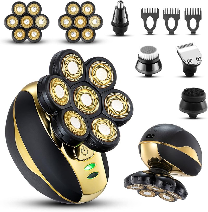 7D Electric Head Shaver for Bald Men - Waterproof Grooming Kit | Multifunctional Hair Razor