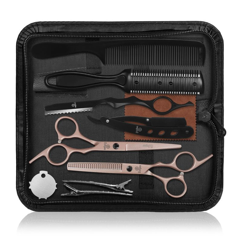 Ethyxe Hair Cutting Scissors Thinning Shears Kit, Barber Hair Texturizing Shears for Professional Hairdresser or Home Use (Rose Gold)