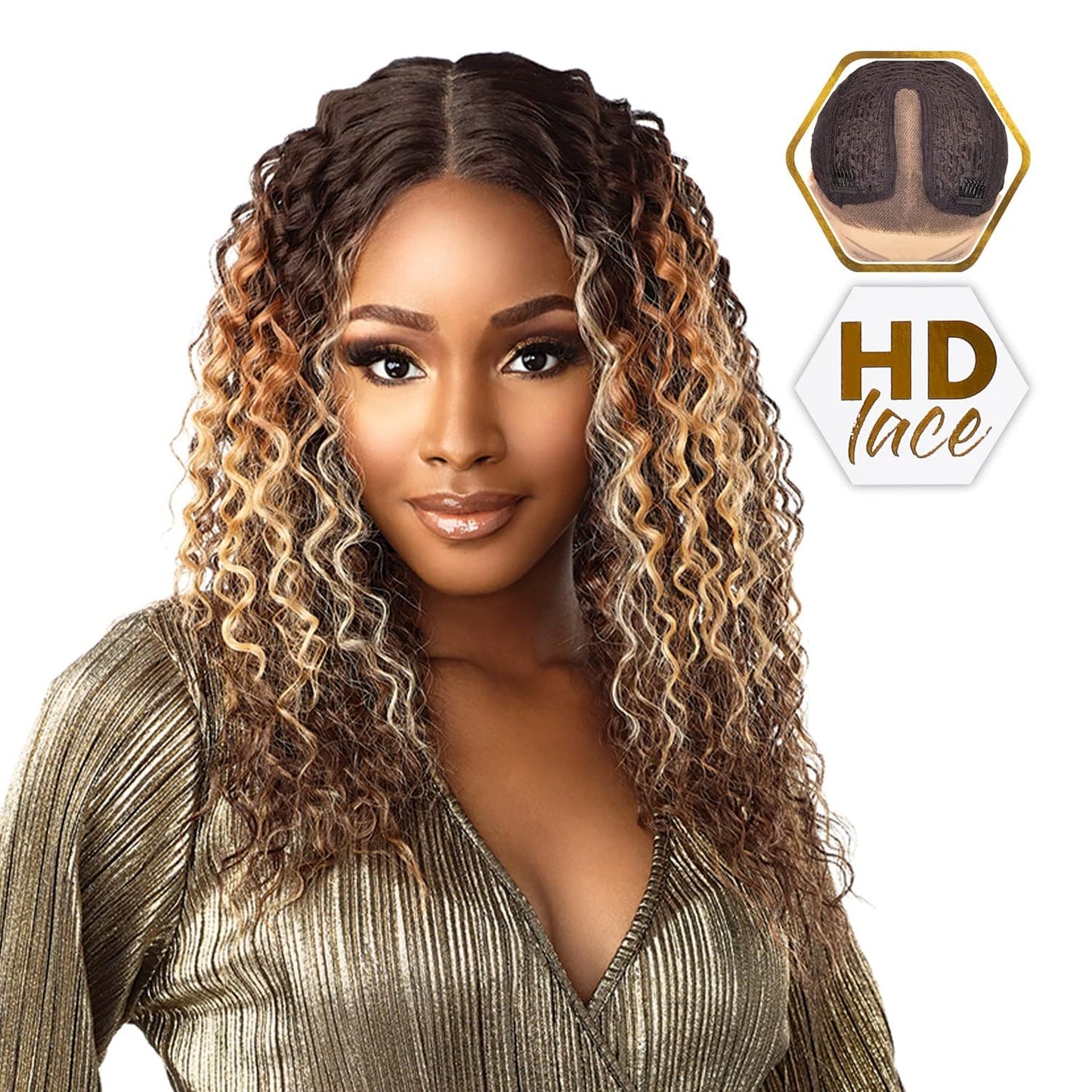 Sensationnel Butta Lace Wigs - Unit 19 Extra Wide 5 Inch Deep Parting Synthetic Preplucked Hairline Glueless Lacefront (BALAYAGEGOLD)