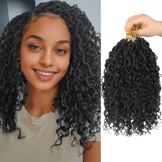Sosihua Goddess locs crochet hair, 9 packs soft boho faux locs with curly ends bohemian crochet dreads for black women 12 Inch (Pack of 9)#1B