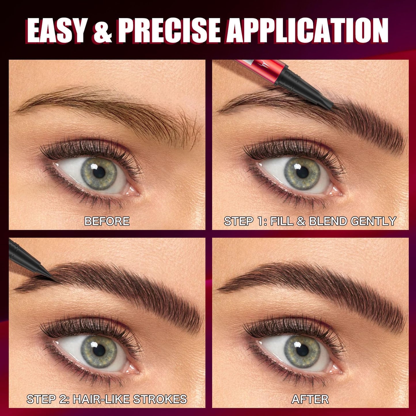YeMoMo Double-Headed Eyebrow Pen, Ultra-Precise Dual Brush Tip, Long-Lasting Hair-Like Strokes, Available in 5 Natural Shades (1#Lgiht Brown)