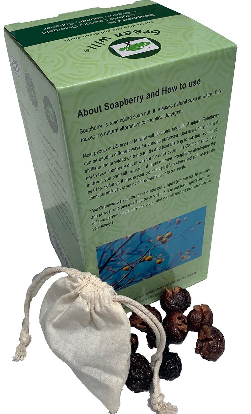 GREENWILL 1.5 Pounds Organic De-seeded Soapberry/Soap Nut with Wash Bag
