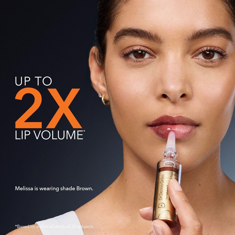 Dr Dennis Gross DermInfusions Plump + Repair Tinted Lip Treatment, Brown - Visibly Plumps & Defines Lips with Hyaluronic Acid & Peptides - Repairs Moisture Barrier - 4 mL