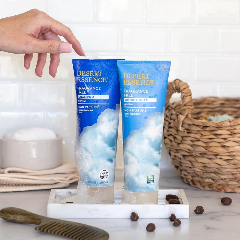 Desert Essence Fragrance-Free Shampoo - Pure & Unscented - 8 Fl Oz | Strengthens Hair with Jojoba Oil & Green Tea