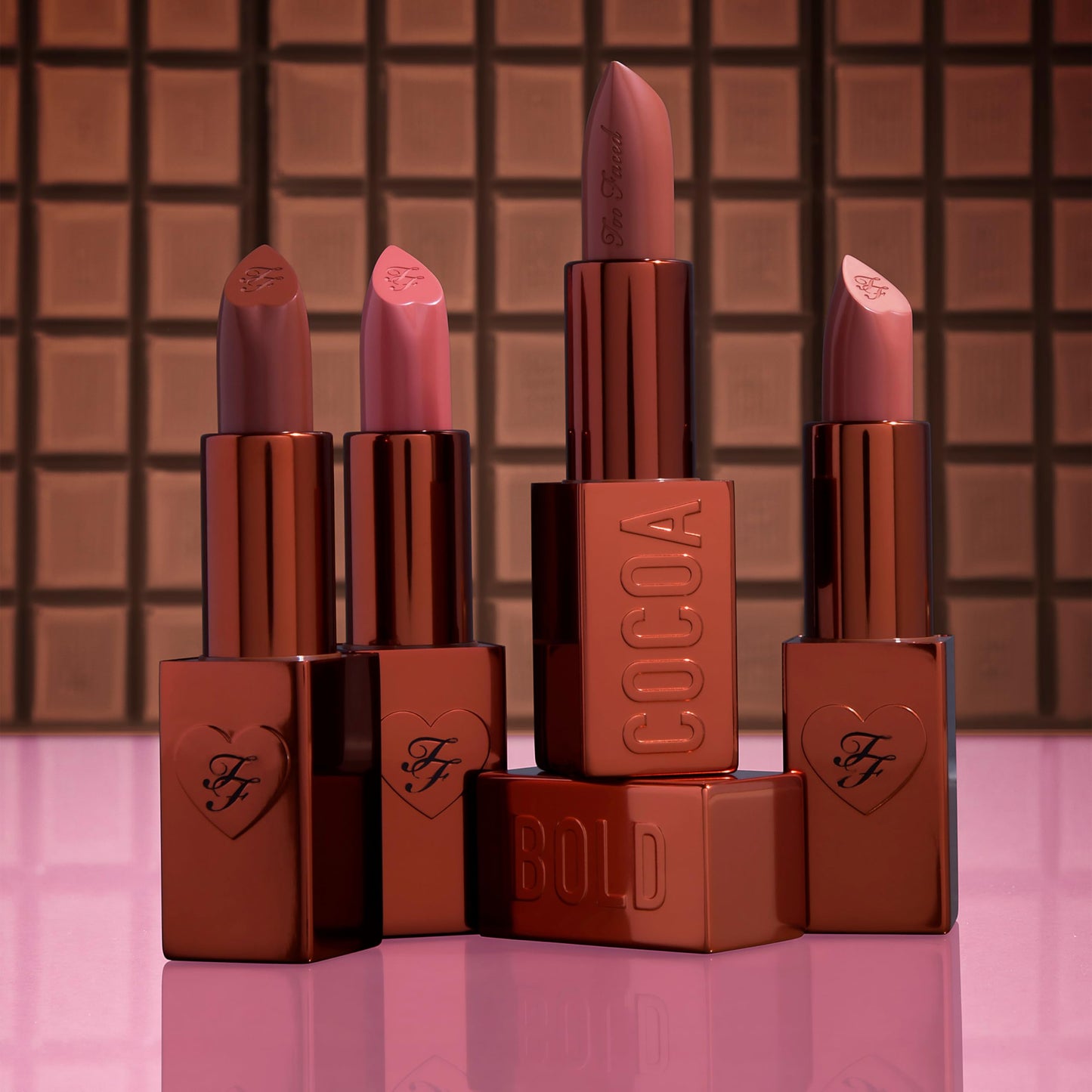 Too Faced Cocoa Bold Lipstick | Creamy, Nude Lipstick Shades with Demi-Matte Finish, 0.11 Ounce, Chocolate Strawberry