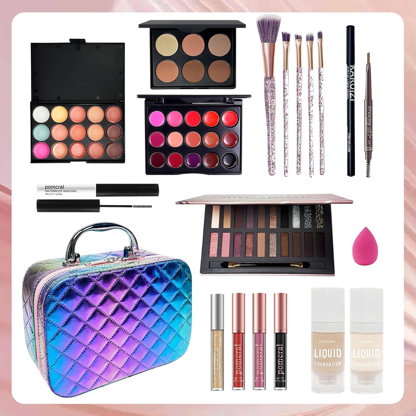 Travel Makeup Kit for Women | Complete Makeup Set for Girls Aged 5-12 | Perfect Gift for Beginners and Teens
