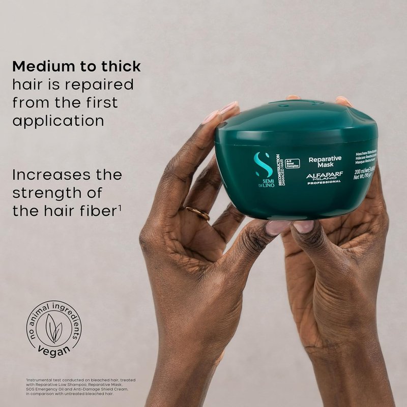 ALFAPARF MILANO Semi di Lino Hair Mask - Bond Repair Treatment for Colored & Damaged Hair | Medium to Thick Hair