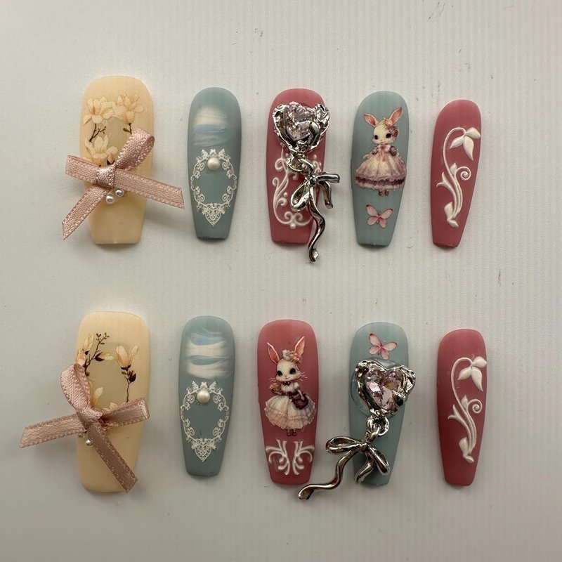 Handcrafted Press-On Nails Kit - Durable & Stylish Short Length | Perfect for Daily Wear & Special Occasions (M19, M)
