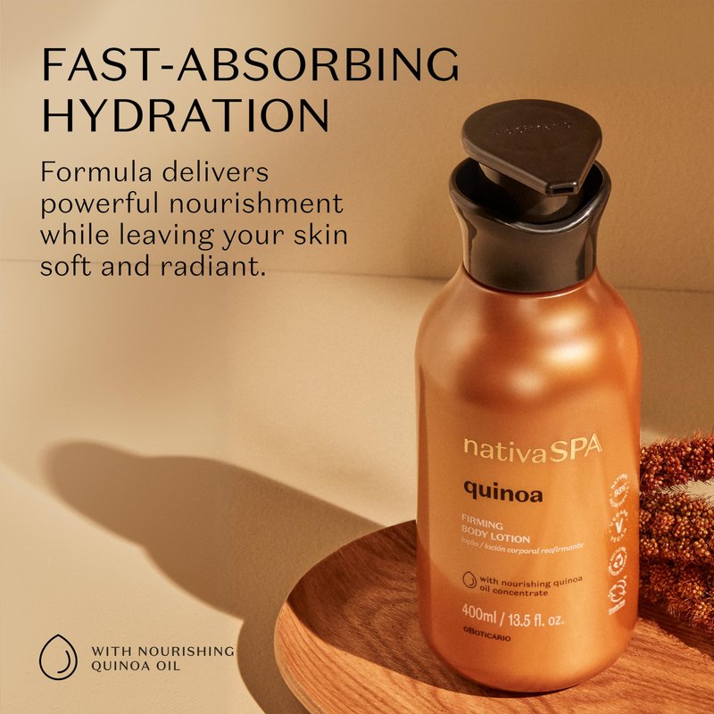 Nativa SPA by O Boticario Quinoa Hydrating Body Lotion, Fragranced Skin Moisturizer with Purified Quinoa Drops, 13.5 Ounce