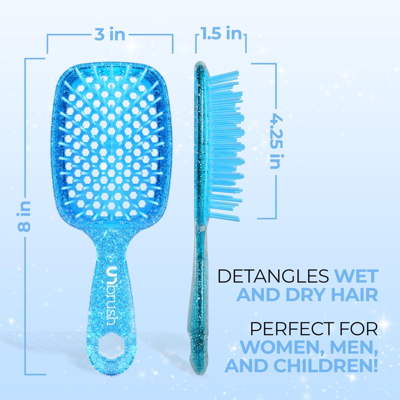 FHI Heat UNbrush Detangling Brush for Pain-Free Brushing on All Wet or Dry Hair Types — Durable DuoFlex Anti-Static Bristles, Lightweight Handle, Vented Hair Brush, Sapphire Blue