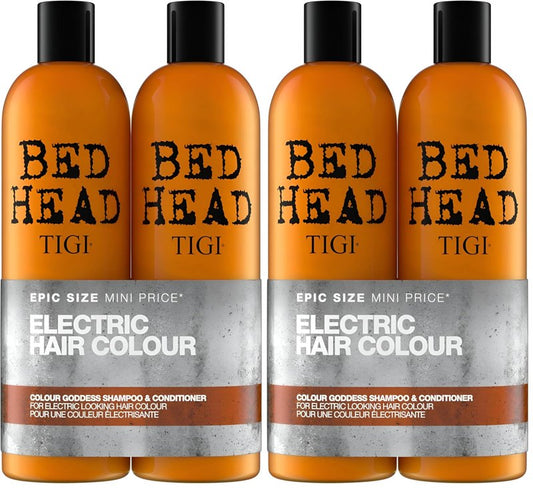 TIGI Bed Head Urban Antidotes Colour Goddess Shampoo and Conditioner Set for Dyed Hair, Color Protectant Hair Care Duo, 25.35 fl oz.(Pack of 4)