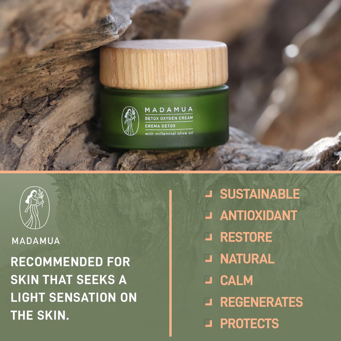MADAMUA Detox Antioxidant Moisturizer Face Cream - Natural & Organic Face Moisturizer for Women | Lightweight Hydrating Daily Facial Lotion for Dry Skin | Anti Aging Night & Day Cream for Skincare