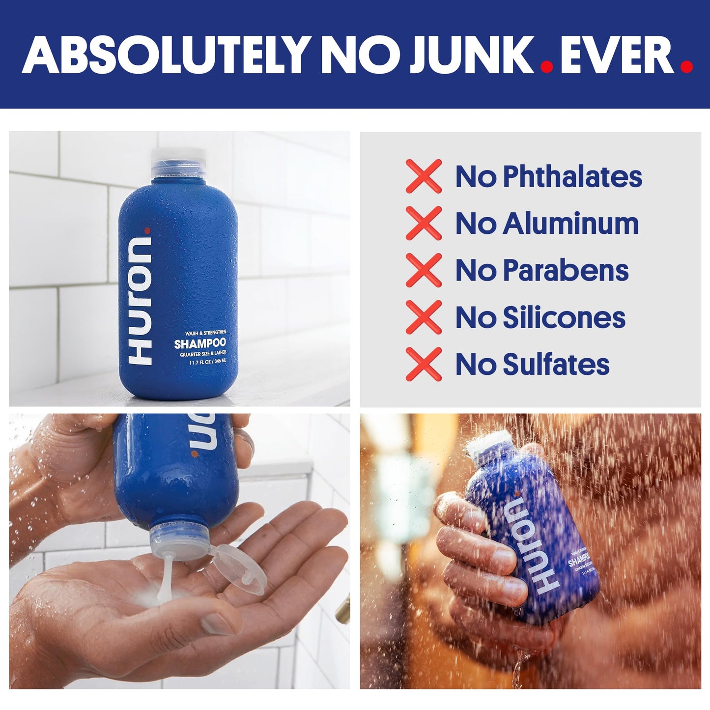 Huron Shampoo for Men and Women, Hydrating & Strengthening Shampoo with Citrus + Juniper + Aromatic Greens, Moisturizing Hair Wash, Phthalate-Free, Non-Toxic Clean Ingredients, 11.4 fl oz (Pack of 2)