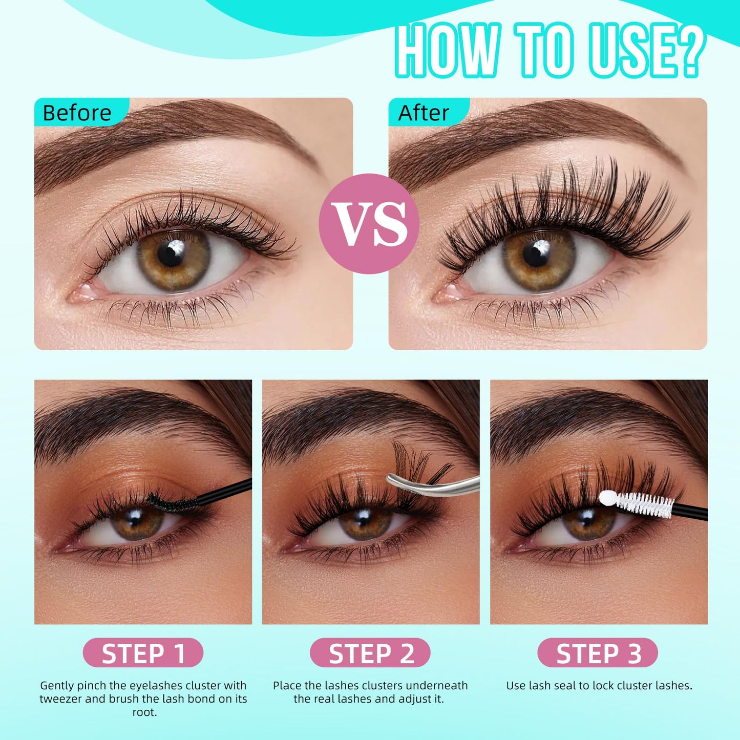 Self Adhesive Lash Clusters 120PCS Self Adhesives Eyelashes Natural C Curl 8-16mm,No Lash Glue Needed,Impress Lashes Wide Stem Self-Adhesive Thin Lashes Extension