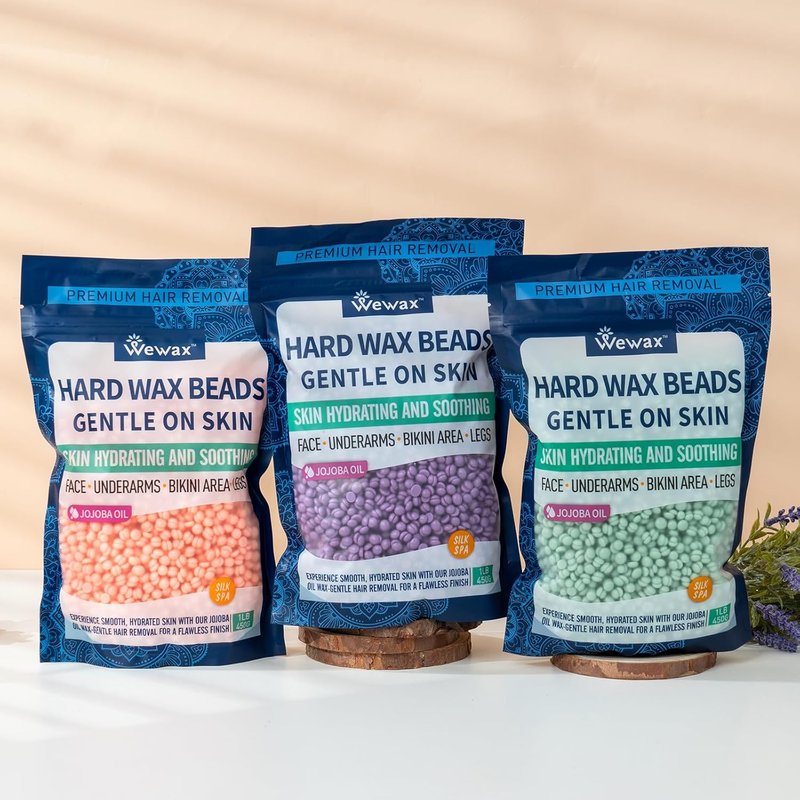 Hard Wax Beads Kit for Hair Removal - At-Home Brazilian Wax for Coarse Hair | 3lb Wax Beans for Face, Legs, Arms