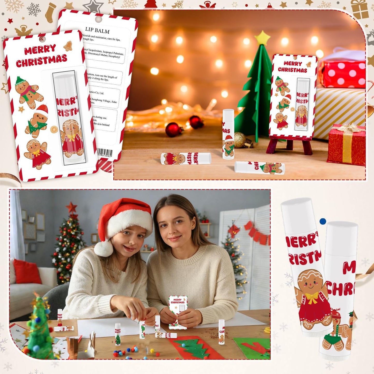 Nlicrst 30 Pack Gingerbread Bulk Lip Balms Christmas Moisturizing Natural Lip Balms for Christmas Stocking Stuffers Goodie Bag Fillers Classroom Prizes Thank You Appreciation Gifts Party Favors
