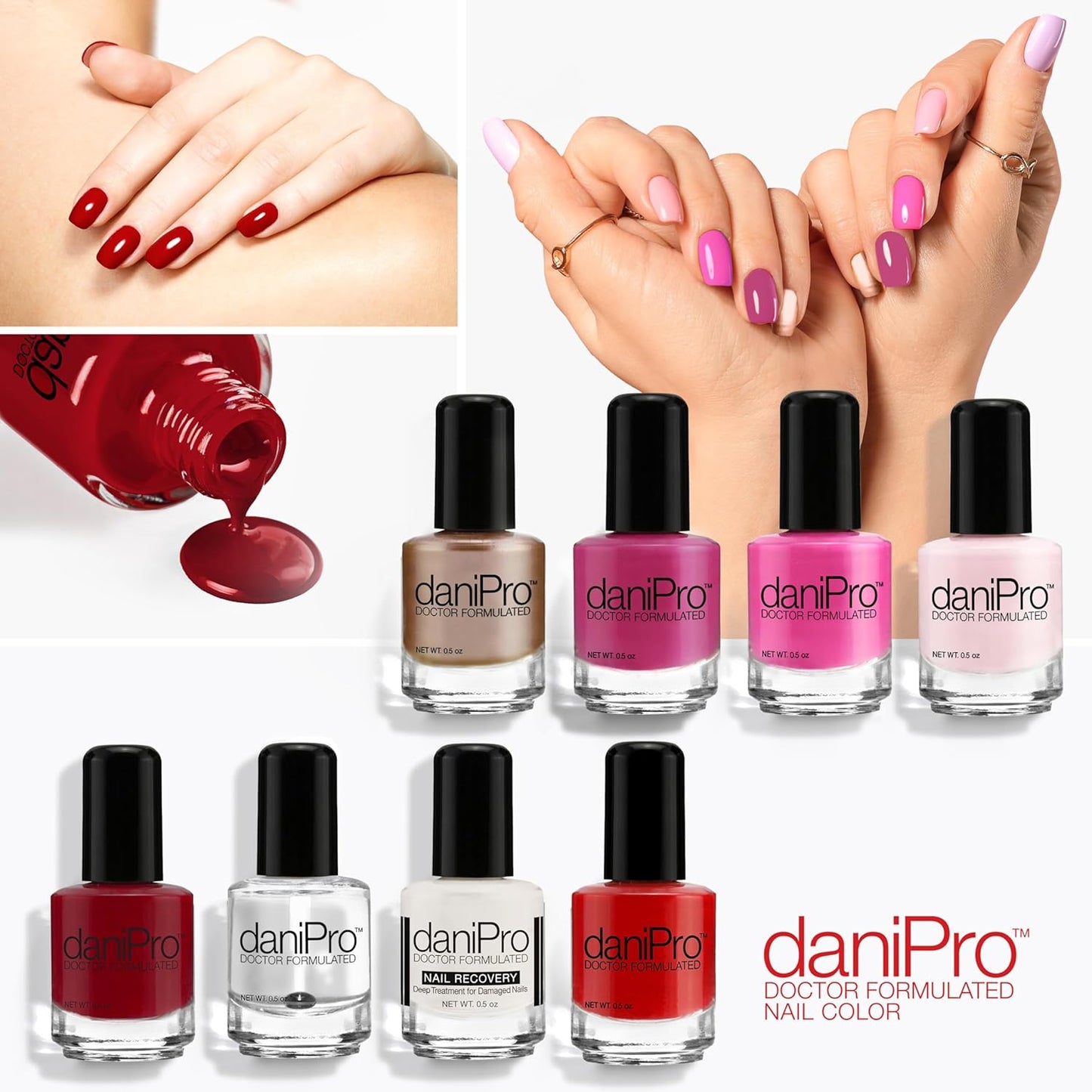 DaniPro Nail Polish - Always Be True Deep Red | Vegan Formula with Biotin & Vitamins, 0.5 oz