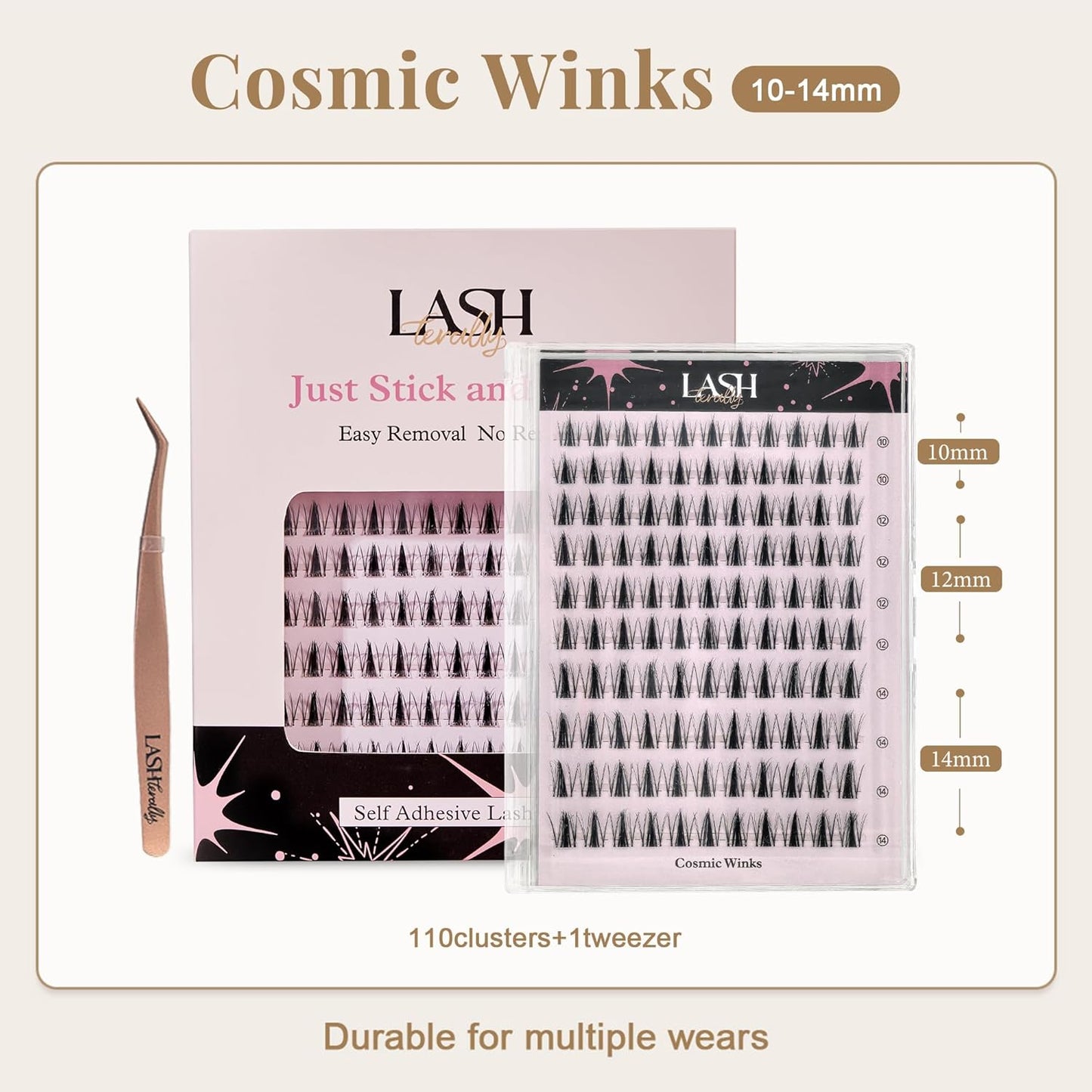Self-Adhesive Glue-Free Lash Clusters Kit - Easy Removal, Soft & Lightweight | 110 Beginner-Friendly Extensions