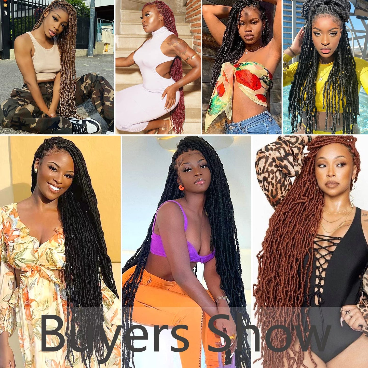 Alrence Faux Locs Crochet Hair 36 Inch 7 Packs Soft Locs Pre-looped Green