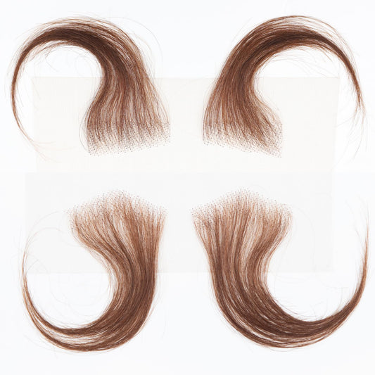 XRDDFL Fake Edges Real Human Hair Pieces HD Lace Front Wig - Chocolate Brown, 4 Pcs, Reusable Invisible Lace Hairline, 4# Colored Baby Hair Stripes
