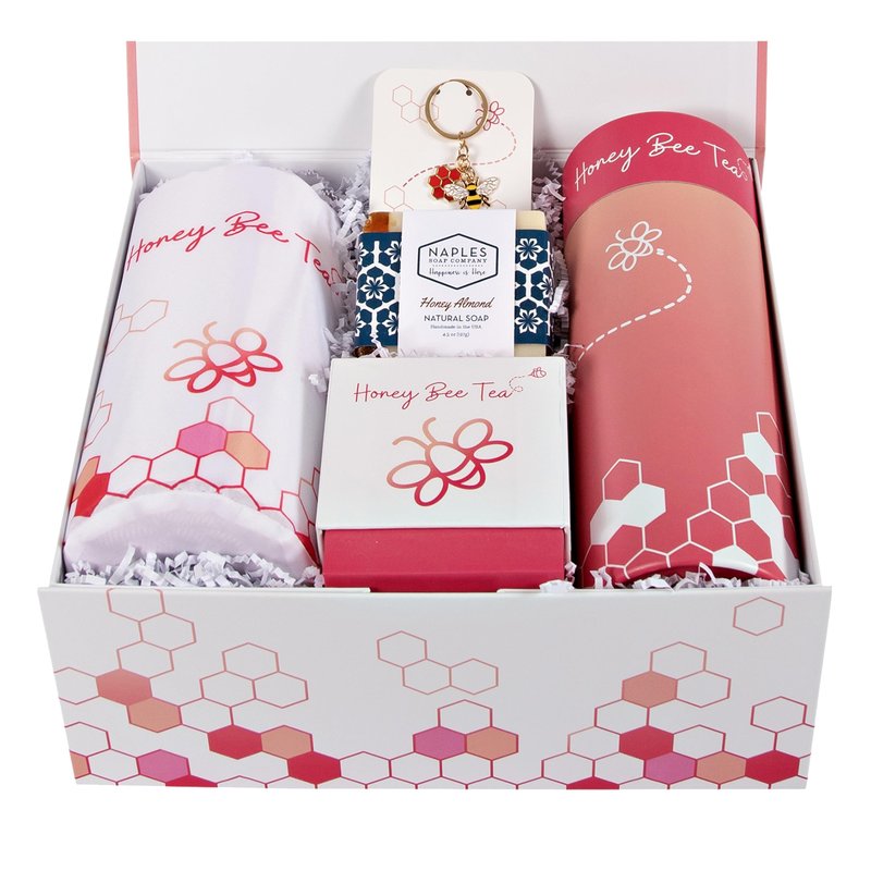 Mother's Day Mom Birthday Bridesmaid Graduation 7 Piece Gift Set | Gifts for Women | 7 Piece Set | Hand Picked Beautifully Packaged | Luxury Spa Gift Featuring Naples Soap Company | Honey Bee Tea™
