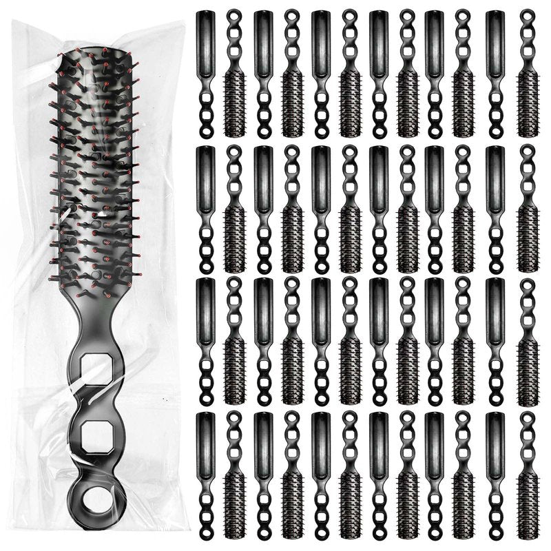 FufuHalo Bulk Hair Brushes 100 PCS Individually Wrapped Hair Brush Bulk, Disposable Hair Brushes Homeless Supplies Bulk Suitable for Charity Donation,Hotel,Shelter,Home(Black)
