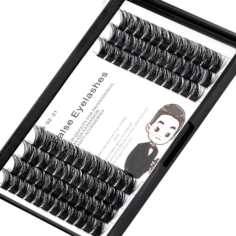 Bodermincer 84 Clusters D Curl Wide Cluster False Eyelash Volume Lashes Natural Eyelashes Set DIY Eyelash Extension 3D Effect Glue Bonded Band Individual Lash Home Eyelash Extension (16MM)
