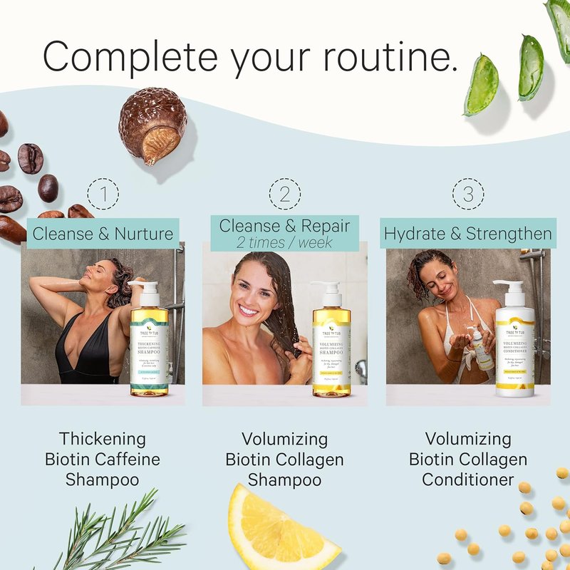 Biotin Fine Hair Thickening Shampoo & Moisturizing Conditioner | Sulfate-Free Argan Oil for Thicker, Fuller Volume