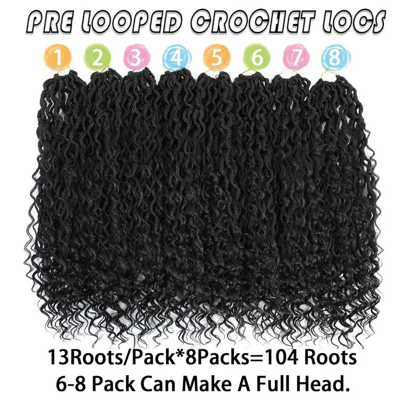 Goddess Locs Crochet Hair - 24 Inch Bohemian Faux Locs | 8 Packs Natural Looking Braiding Hair for Women & Kids